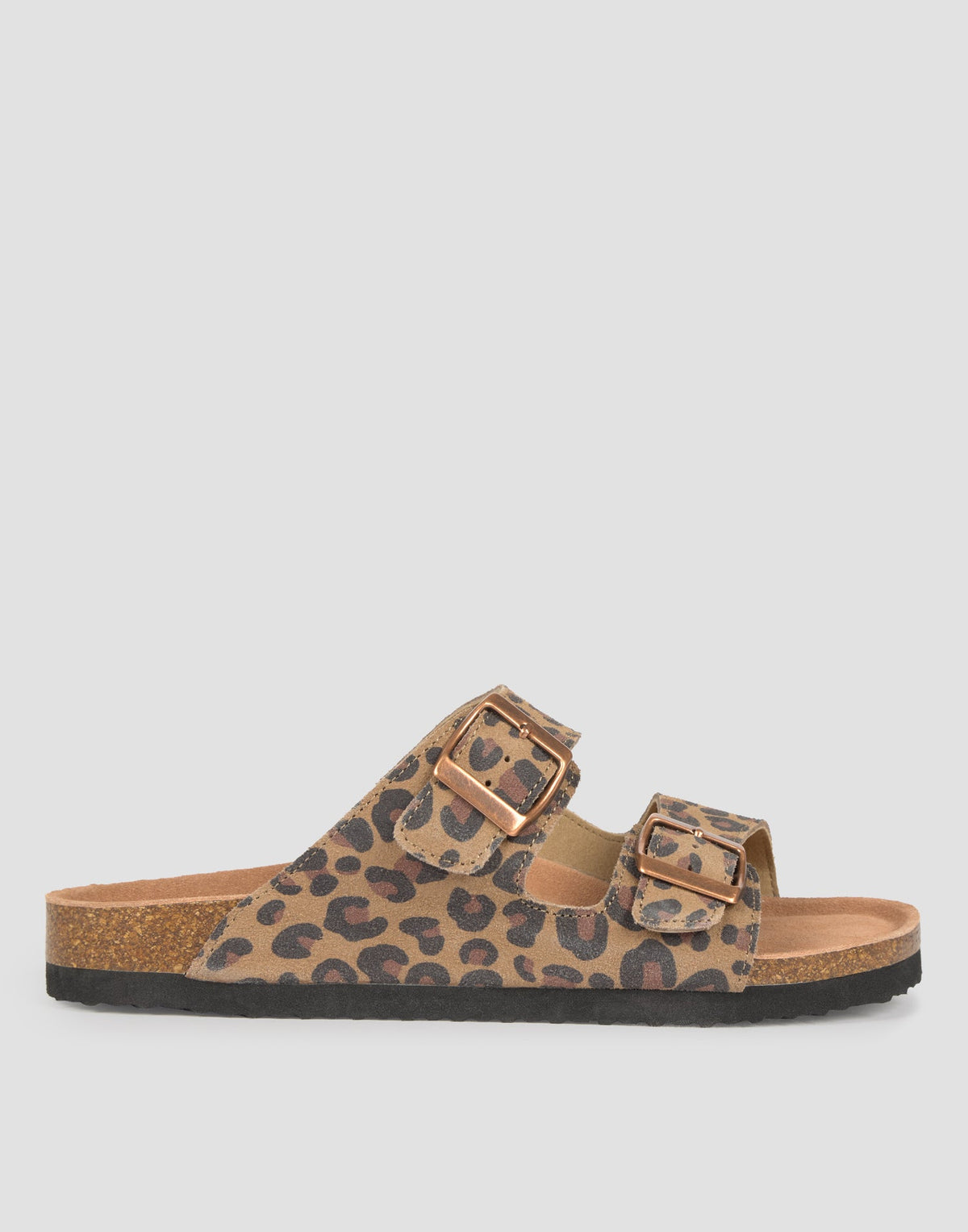 Sandalia doble hebilla ergonómica piel animal print