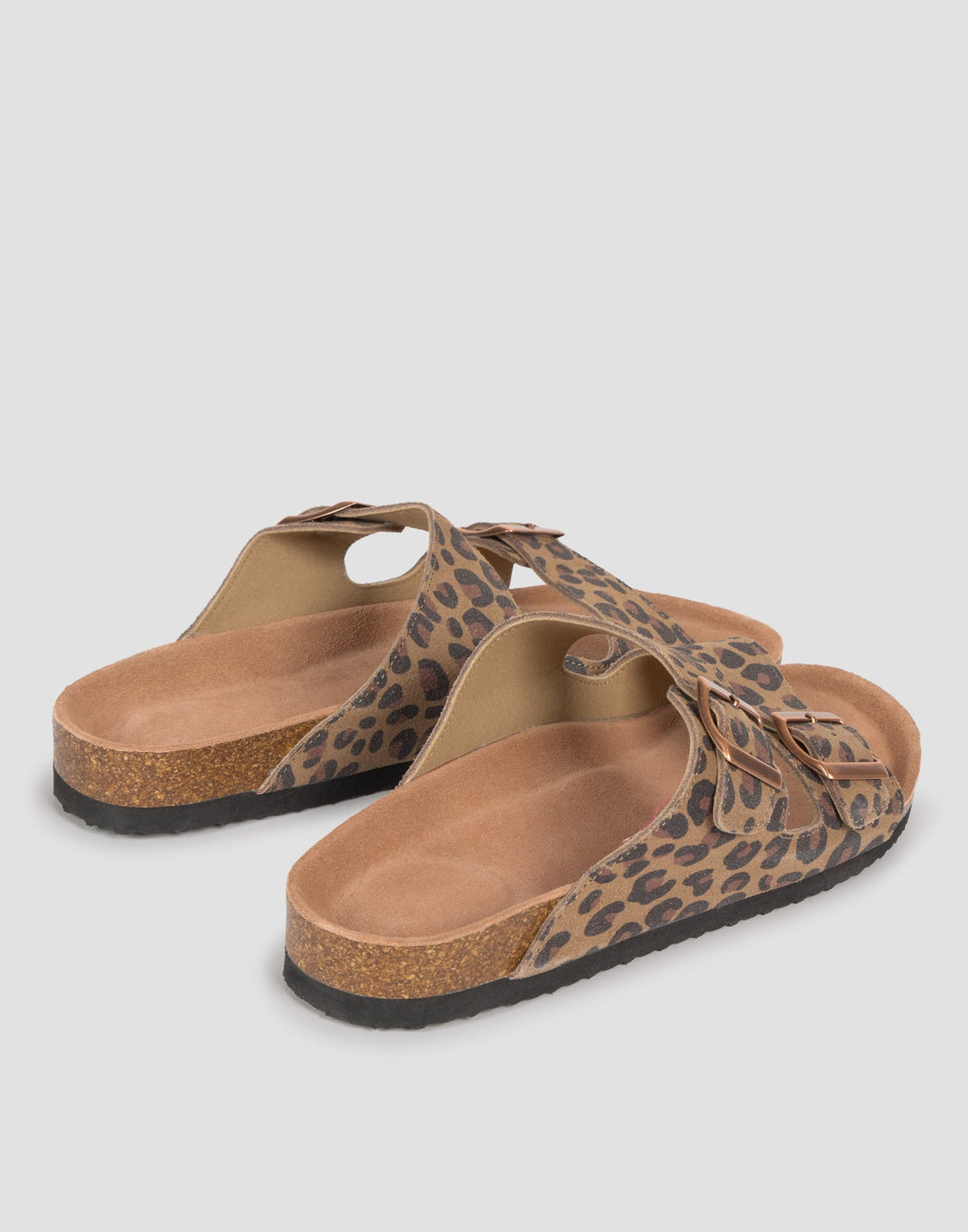 Sandalia doble hebilla ergonómica piel animal print